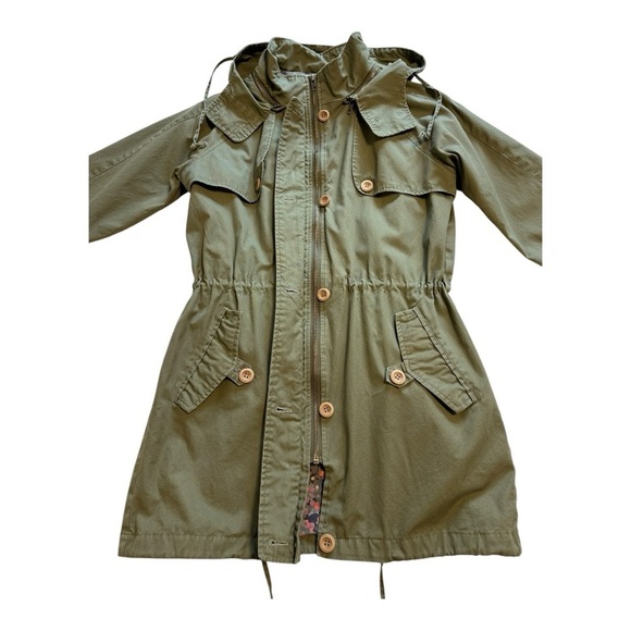 Numph Trench Style Jacket Hooded Button Front Cinched Waist - Size UK 8 / Small - Picture 4 of 16